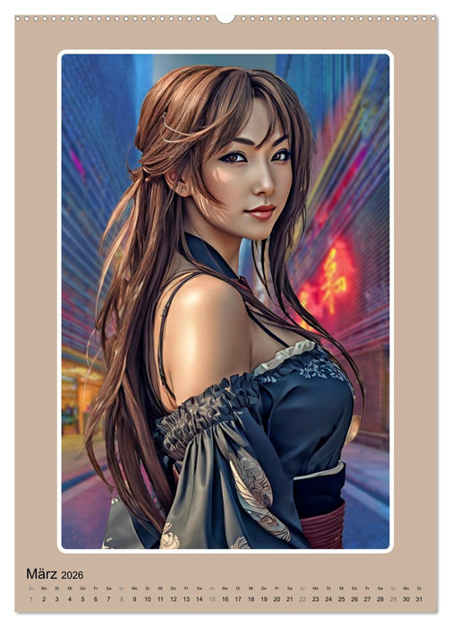 Manga-Frauenporträts (CALVENDO Premium Wandkalender 2026)