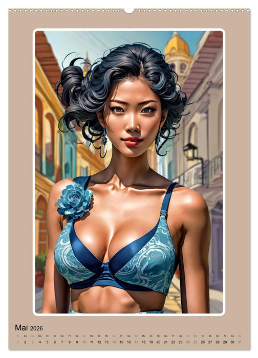 Manga-Frauenporträts (CALVENDO Premium Wandkalender 2026)