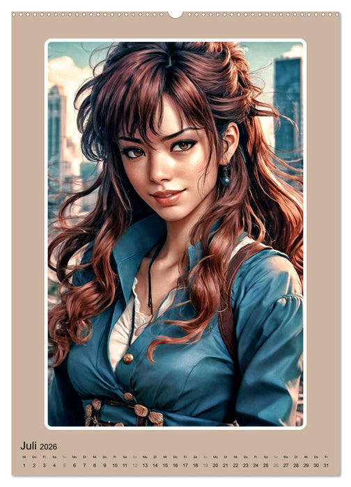 Manga-Frauenporträts (CALVENDO Premium Wandkalender 2026)