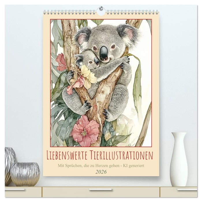 Liebenswerte Tierillustrationen (CALVENDO Premium Wandkalender 2026)