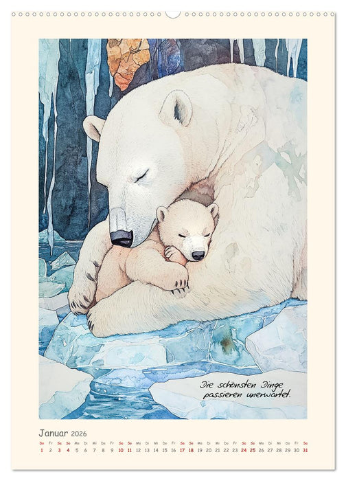Liebenswerte Tierillustrationen (CALVENDO Premium Wandkalender 2026)