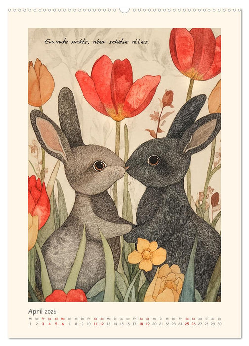 Liebenswerte Tierillustrationen (CALVENDO Premium Wandkalender 2026)