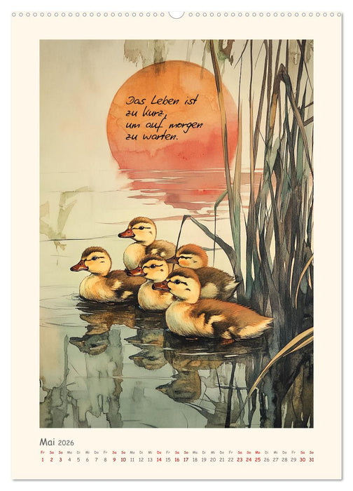 Liebenswerte Tierillustrationen (CALVENDO Premium Wandkalender 2026)