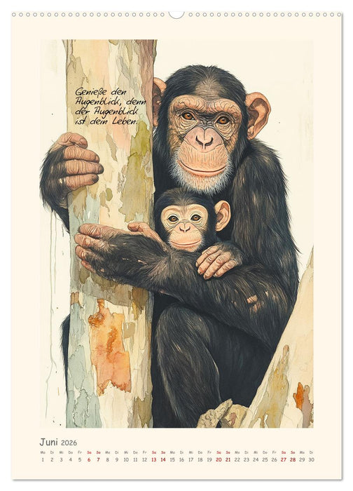 Liebenswerte Tierillustrationen (CALVENDO Premium Wandkalender 2026)