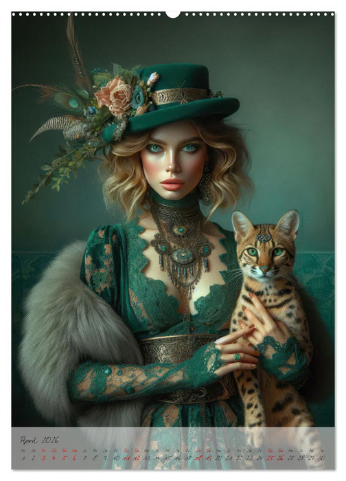 Eleganz der Exotik - Femme Fatale im Bohème-Chic mit tierischen Begleitern (CALVENDO Wandkalender 2026)