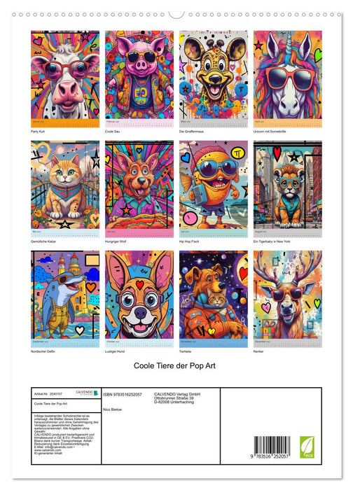 Coole Tiere der Pop Art (CALVENDO Premium Wandkalender 2026)