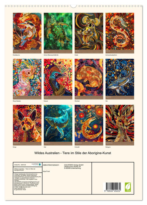 Wildes Australien - Tiere im Stile der Aborigine-Kunst (CALVENDO Premium Wandkalender 2026)