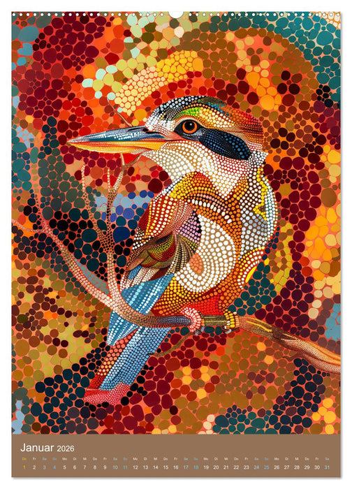 Wildes Australien - Tiere im Stile der Aborigine-Kunst (CALVENDO Premium Wandkalender 2026)