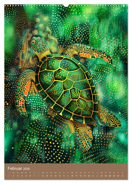 Wildes Australien - Tiere im Stile der Aborigine-Kunst (CALVENDO Premium Wandkalender 2026)