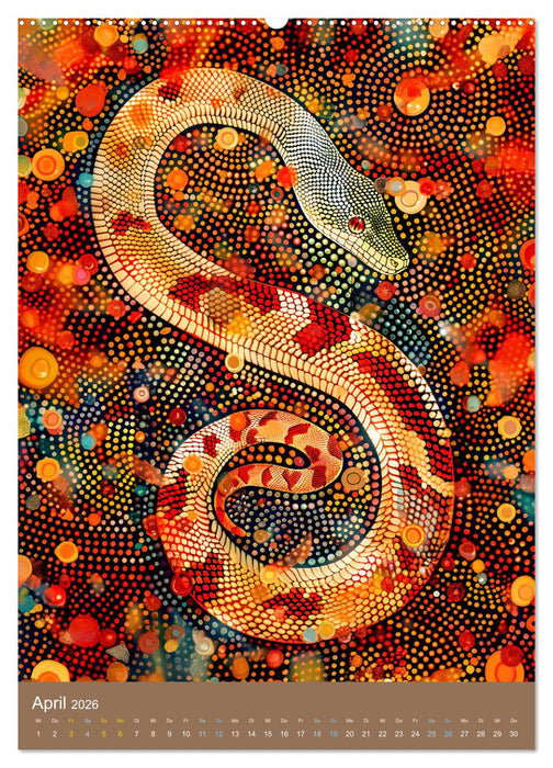 Wildes Australien - Tiere im Stile der Aborigine-Kunst (CALVENDO Premium Wandkalender 2026)