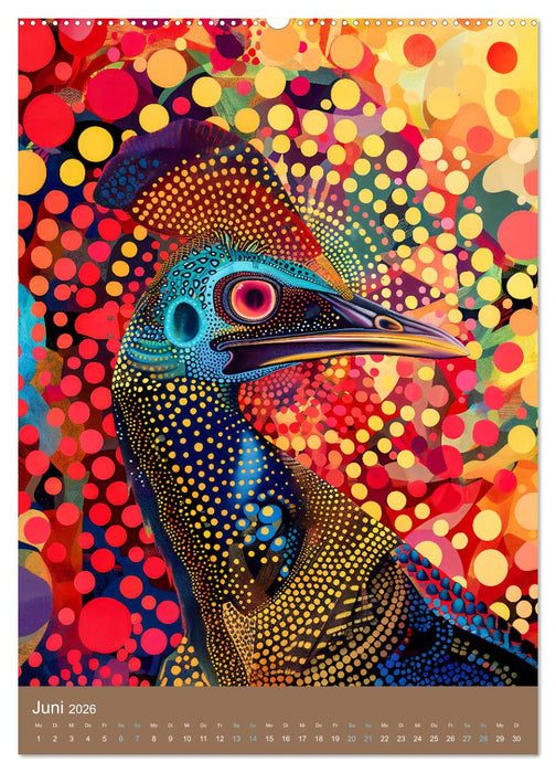 Wildes Australien - Tiere im Stile der Aborigine-Kunst (CALVENDO Premium Wandkalender 2026)