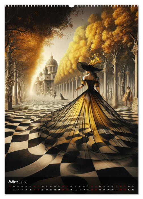 Mystische Weiblichkeit - Frauen in abstrakter Droste-Kunst (CALVENDO Wandkalender 2026)