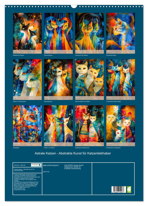 Astrale Katzen - Abstrakte Kunst für Katzenliebhaber (CALVENDO Wandkalender 2026)