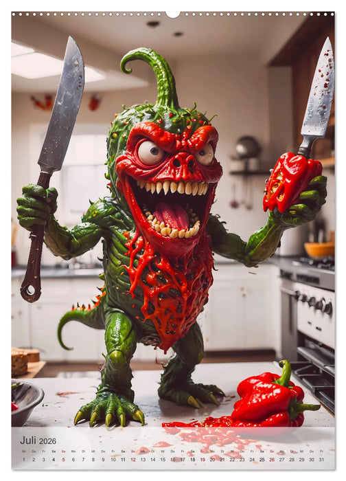 Gemüseapokalypse - Iss dein Gemüse auf, bevor es dich isst (CALVENDO Premium Wandkalender 2026)