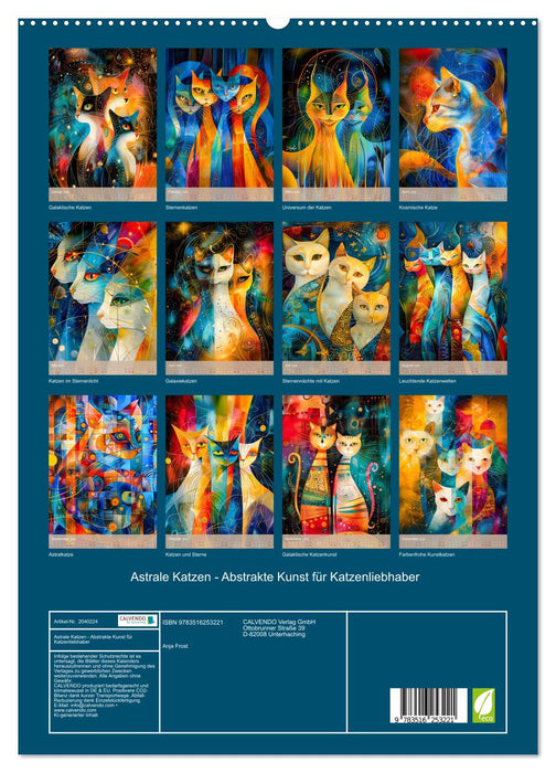 Astrale Katzen - Abstrakte Kunst für Katzenliebhaber (CALVENDO Premium Wandkalender 2026)