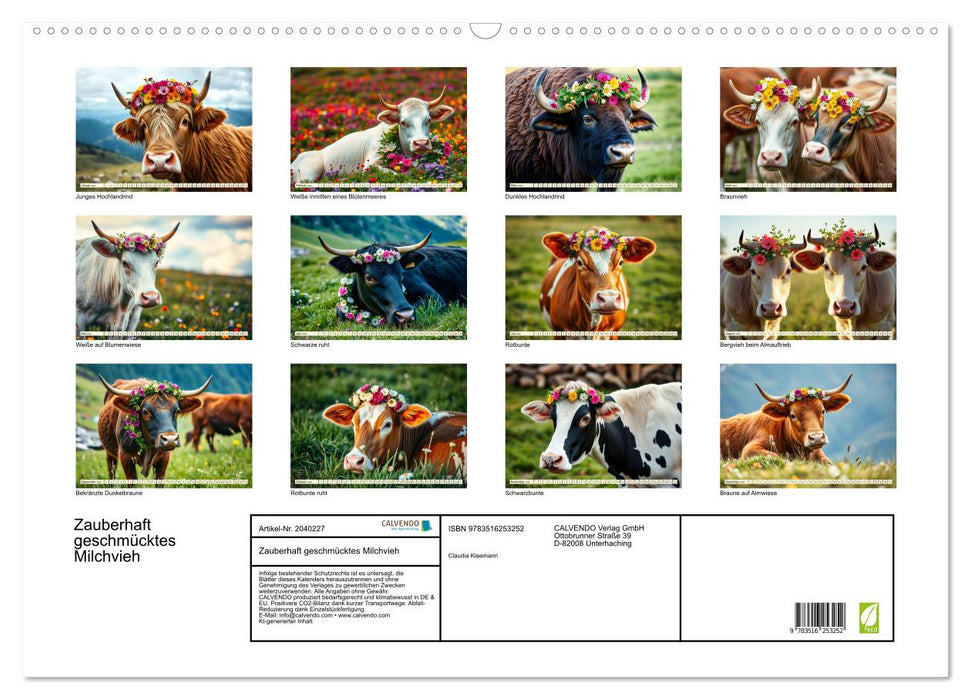 Zauberhaft geschmücktes Milchvieh (CALVENDO Wandkalender 2026)