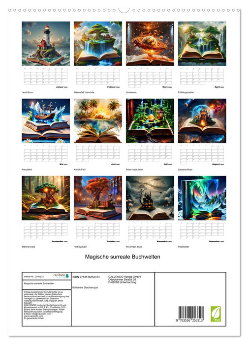 Magische surreale Buchwelten (CALVENDO Premium Wandkalender 2026)