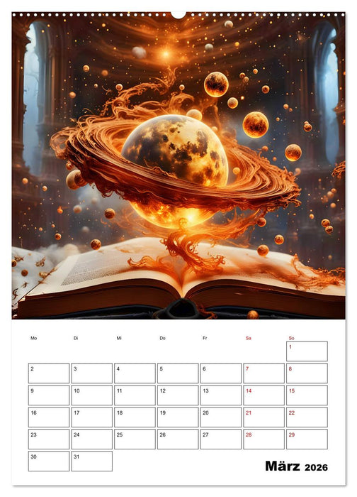Magische surreale Buchwelten (CALVENDO Premium Wandkalender 2026)