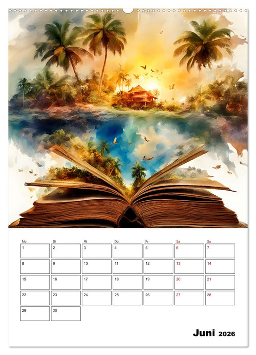 Magische surreale Buchwelten (CALVENDO Premium Wandkalender 2026)