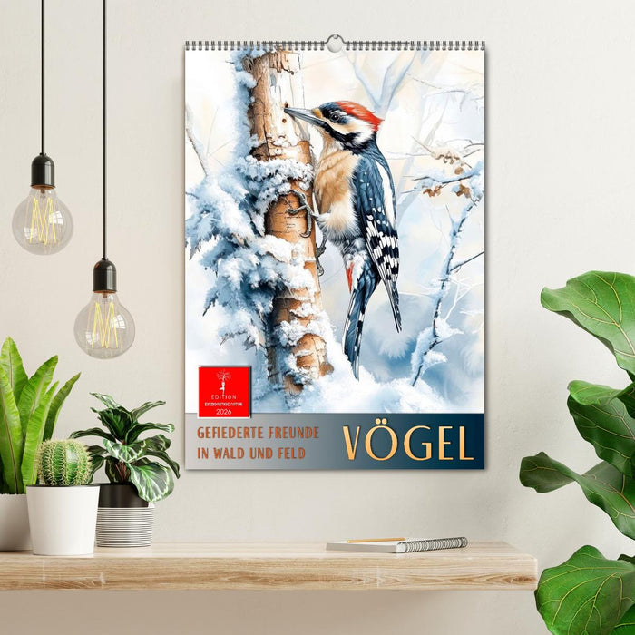 Vögel - gefiederte Freunde in Wald und Feld (CALVENDO Wandkalender 2026)