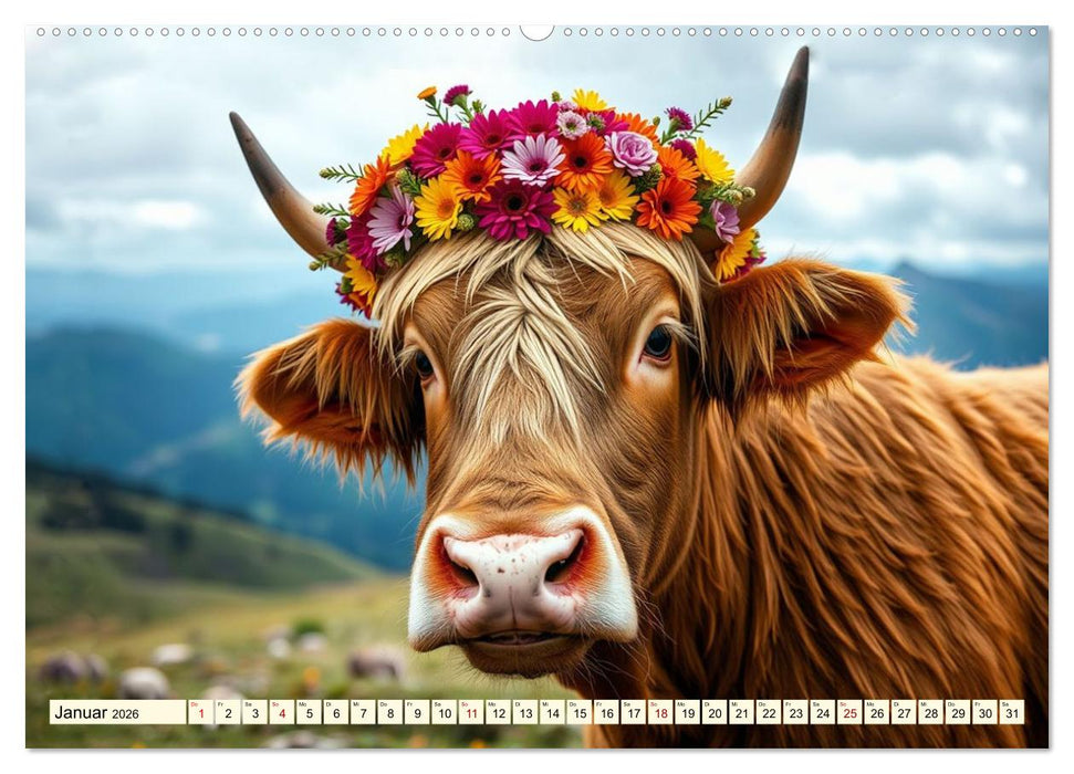 Zauberhaft geschmücktes Milchvieh (CALVENDO Premium Wandkalender 2026)