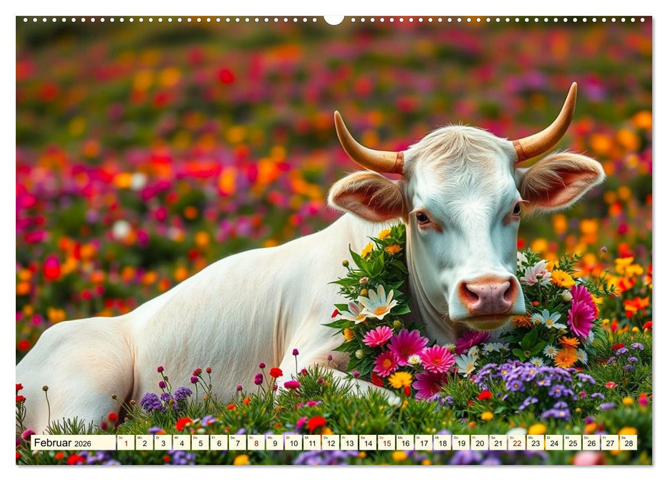 Zauberhaft geschmücktes Milchvieh (CALVENDO Premium Wandkalender 2026)