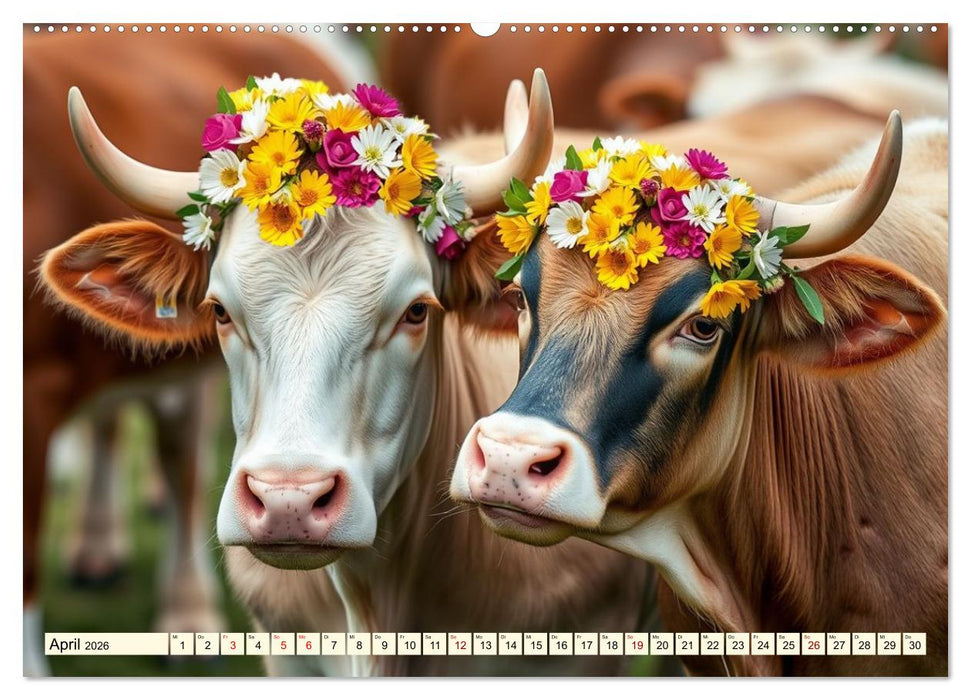 Zauberhaft geschmücktes Milchvieh (CALVENDO Premium Wandkalender 2026)
