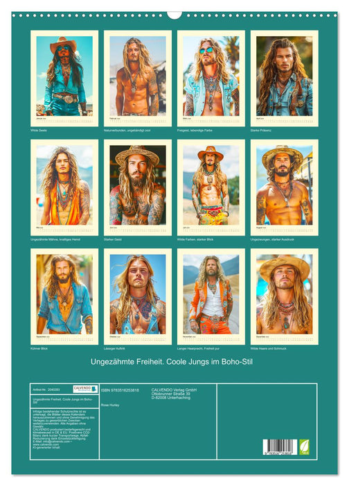 Ungezähmte Freiheit. Coole Jungs im Boho-Stil (CALVENDO Wandkalender 2026)