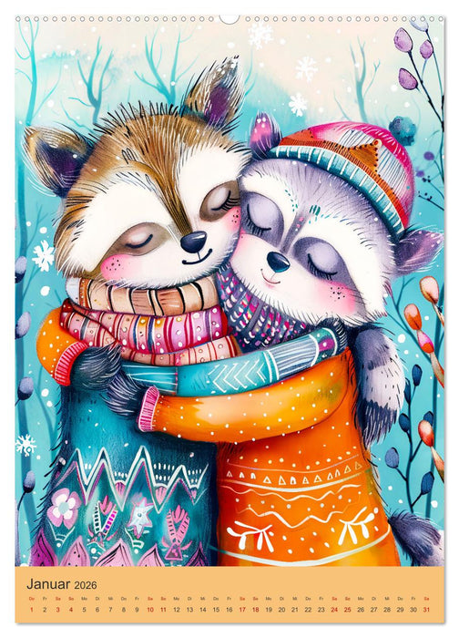 Kuschelige Freunde - Niedliche Tiere mit Herz und Pfoten (CALVENDO Wandkalender 2026)