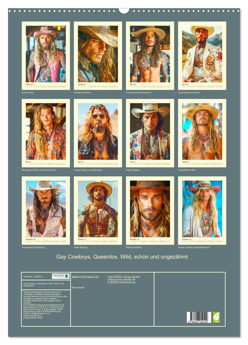 Gay Cowboys. Queerdos. Wild, schön und ungezähmt (CALVENDO Wandkalender 2026)