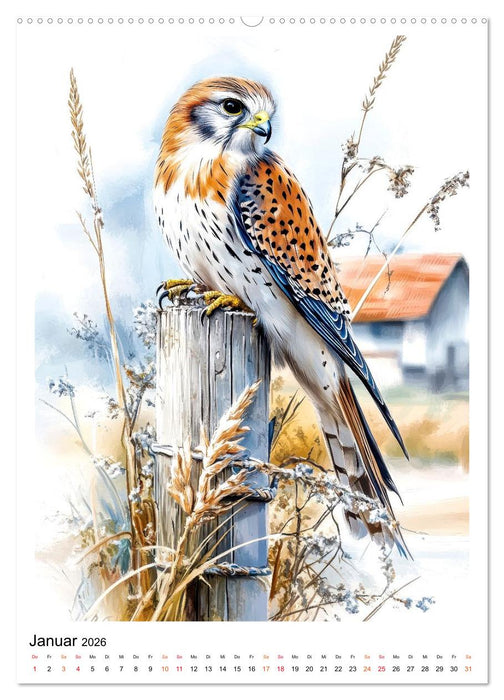 Vögel - gefiederte Freunde in Wald und Feld (CALVENDO Premium Wandkalender 2026)