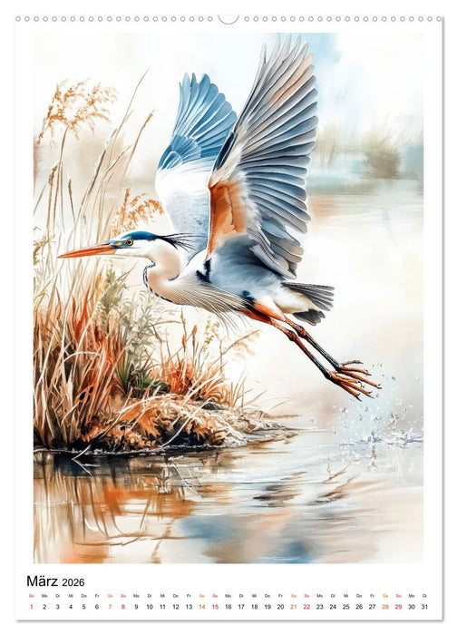 Vögel - gefiederte Freunde in Wald und Feld (CALVENDO Premium Wandkalender 2026)