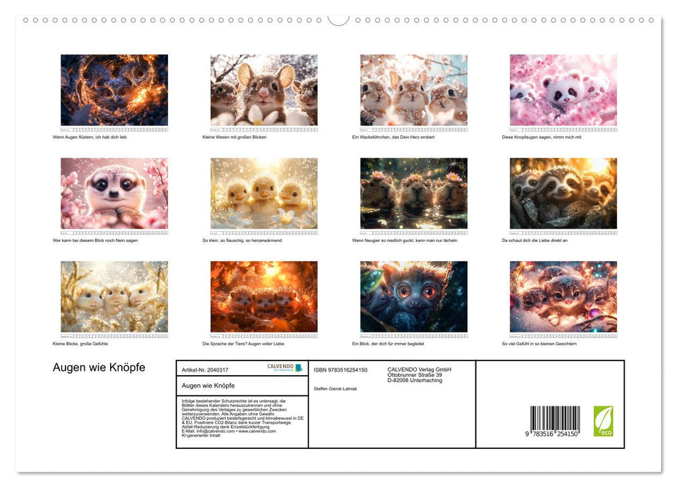 Augen wie Knöpfe (CALVENDO Premium Wandkalender 2026)