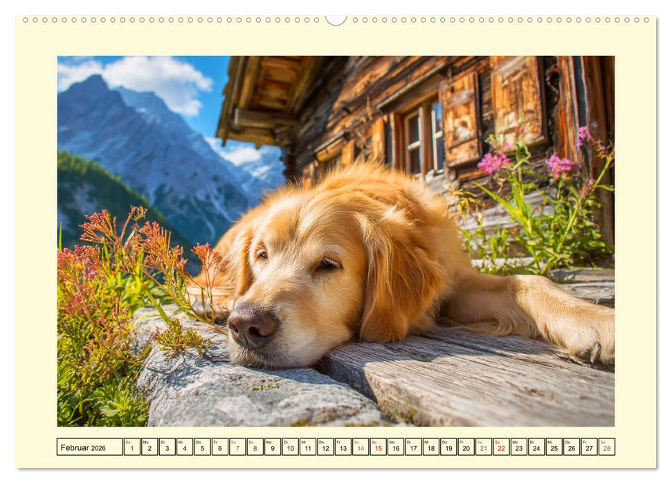Golden Retriever. Treue Seelenhunde in der Bergwelt (CALVENDO Wandkalender 2026)