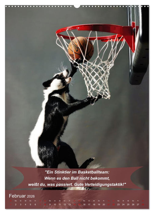 Der tierisch lustige Basketball-Kalender (CALVENDO Wandkalender 2026)