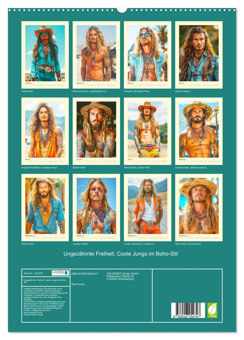 Ungezähmte Freiheit. Coole Jungs im Boho-Stil (CALVENDO Premium Wandkalender 2026)