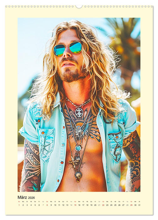 Ungezähmte Freiheit. Coole Jungs im Boho-Stil (CALVENDO Premium Wandkalender 2026)