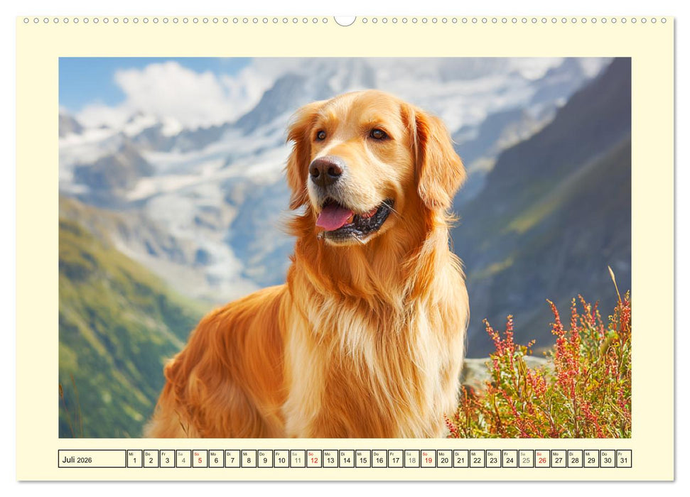 Golden Retriever. Treue Seelenhunde in der Bergwelt (CALVENDO Premium Wandkalender 2026)