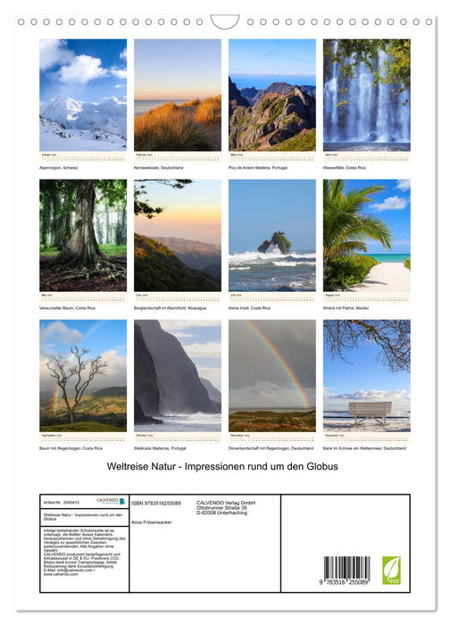 Weltreise Natur - Impressionen rund um den Globus (CALVENDO Wandkalender 2026)