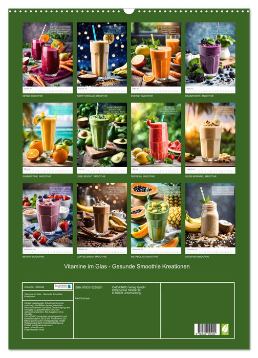 Vitamine im Glas - Gesunde Smoothie Kreationen (CALVENDO Wandkalender 2026)