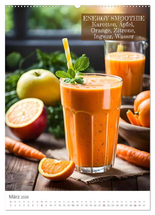 Vitamine im Glas - Gesunde Smoothie Kreationen (CALVENDO Wandkalender 2026)