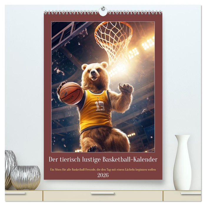 Der tierisch lustige Basketball-Kalender (CALVENDO Premium Wandkalender 2026)