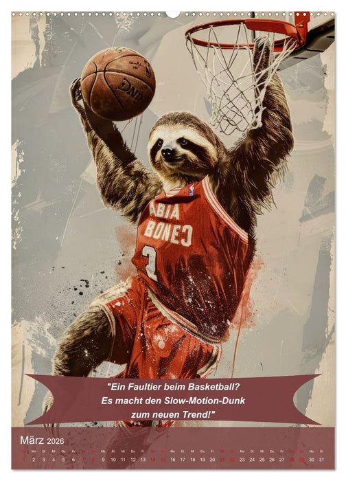 Der tierisch lustige Basketball-Kalender (CALVENDO Premium Wandkalender 2026)