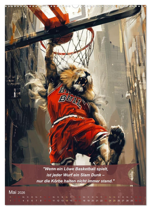 Der tierisch lustige Basketball-Kalender (CALVENDO Premium Wandkalender 2026)
