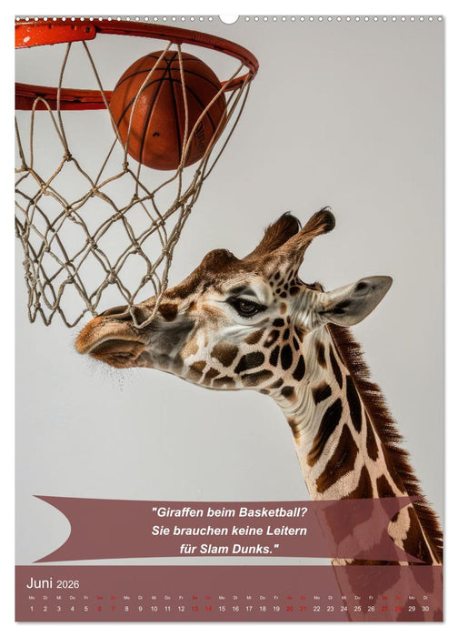 Der tierisch lustige Basketball-Kalender (CALVENDO Premium Wandkalender 2026)