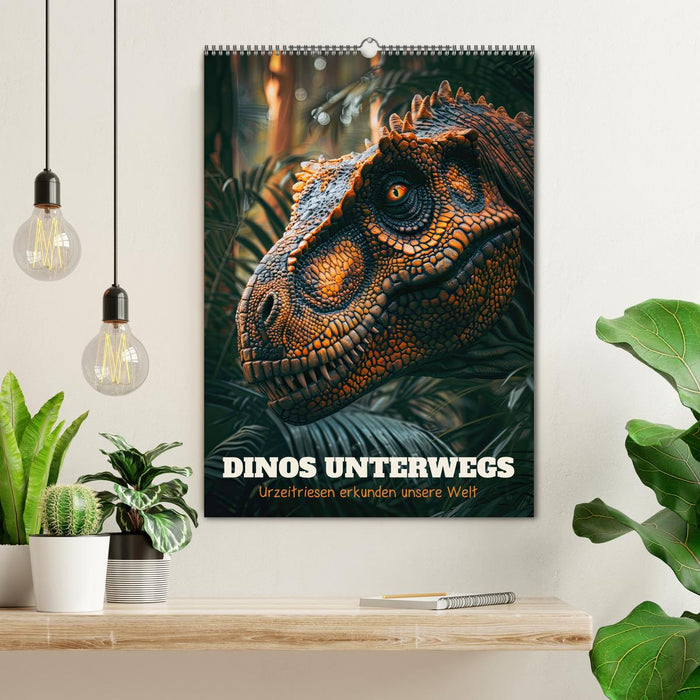 Dinos unterwegs: Urzeitriesen erkunden unsere Welt (CALVENDO Wandkalender 2026)