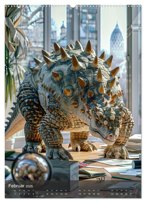 Dinos unterwegs: Urzeitriesen erkunden unsere Welt (CALVENDO Wandkalender 2026)