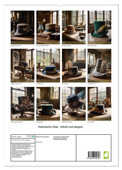 Historische Hüte - stilvoll und elegant (CALVENDO Premium Wandkalender 2026)