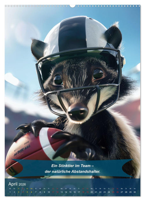 American Football mit tierischem Humor (CALVENDO Wandkalender 2026)
