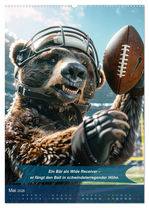 American Football mit tierischem Humor (CALVENDO Wandkalender 2026)